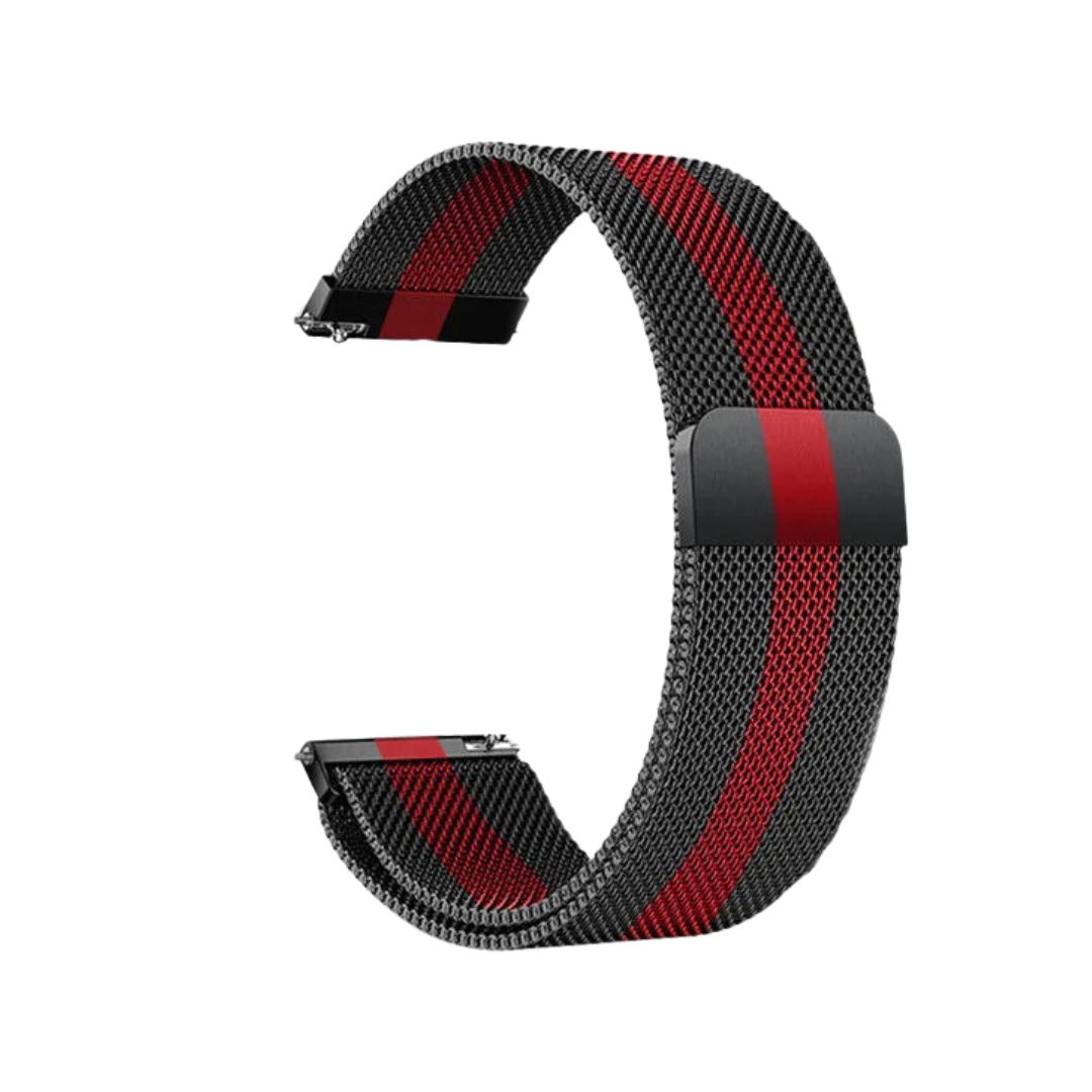 WatchMe - Mesharmband Schwarz-Rot 20 mm